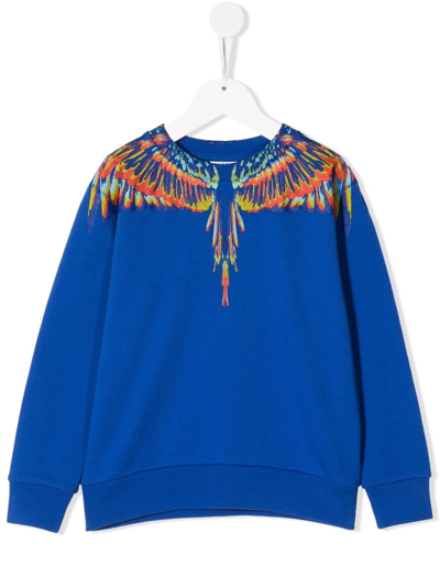 Shop Marcelo Burlon County Of Milan Wings-print Cotton Sweatshirt In Blue