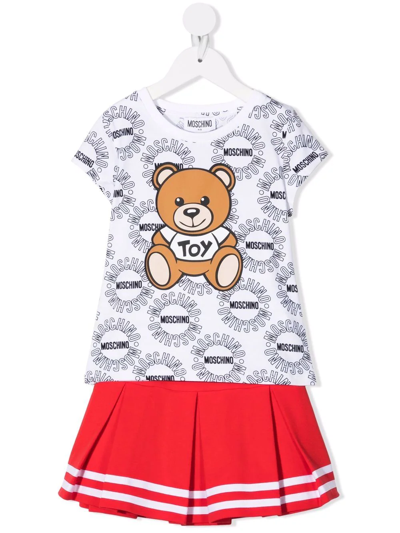 Shop Moschino Teddy Bear Monogram-print Skirt Set In White