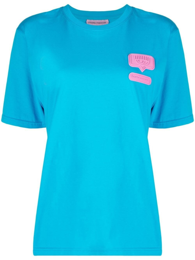 Shop Chiara Ferragni T-shirt Con Applicazione In Blue