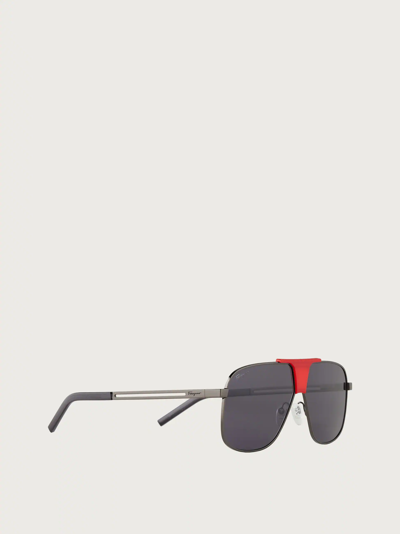 Shop Ferragamo Sunglasses In Dark Ruthenium/red