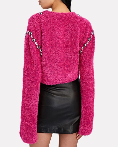 Shop Area Crystal-embellished Cotton-blend Sweater In Pink