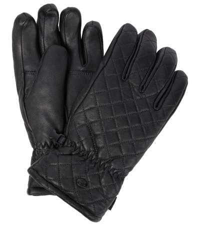 Shop Goldbergh Nishi Quilted Leather Ski Gloves In Black