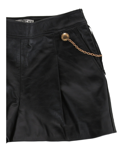 Shop Givenchy Leather 4g Chain Shorts In Black
