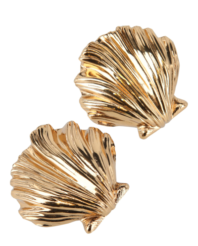 Shop Saint Laurent Oversized Seashell Earrings In Gold