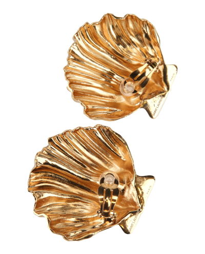 Shop Saint Laurent Oversized Seashell Earrings In Gold