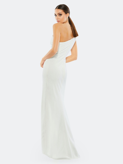 Shop Mac Duggal One-shoulder Side Slit Gown In White