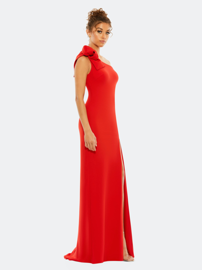 Shop Mac Duggal One-shoulder Side Slit Gown In Red