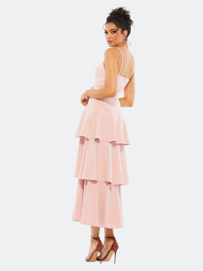 Shop Mac Duggal Tiered Ruffle Sleeveless Midi Dress In Rose Pink