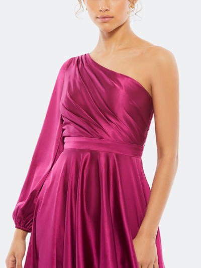 Shop Mac Duggal High-low One-shoulder Gown In Berry
