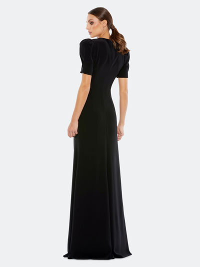Shop Mac Duggal Puff Sleeve Cutout Gown In Black