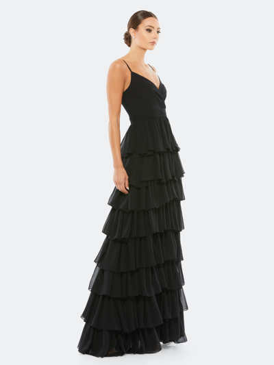 Shop Mac Duggal Sleeveless Tiered Ruffle Gown In Black