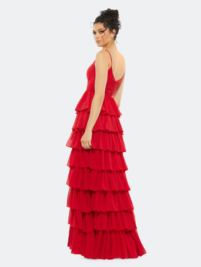 Shop Mac Duggal Sleeveless Tiered Ruffle Gown In Red