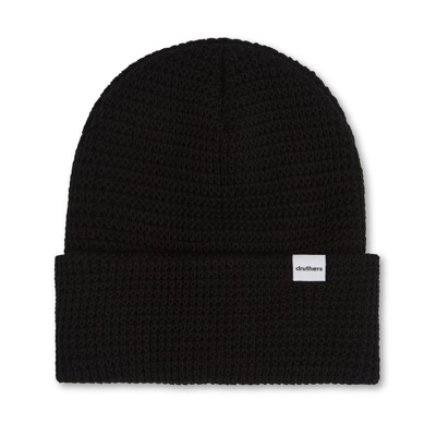 Shop Druthers Organic Cotton Waffle Knit Beanie In Black