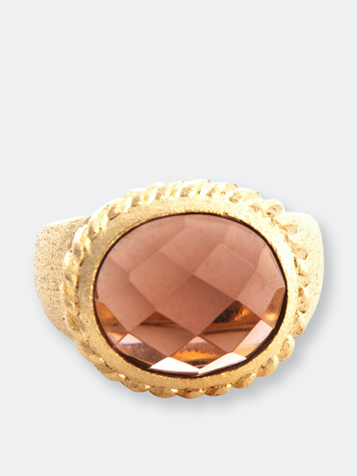 Shop Rivka Friedman Raspberry Oval Twisted Bezel Ring In Gold