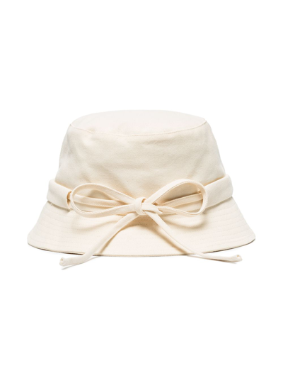 Shop Jacquemus Le Bob Gadjo Cotton Bucket Hat In White