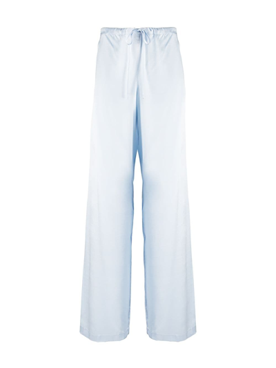 Shop La Perla Silk Long Pajama In Blue