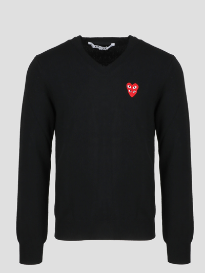 Shop Comme Des Garçons Play Eyes Heart Sweater In Black