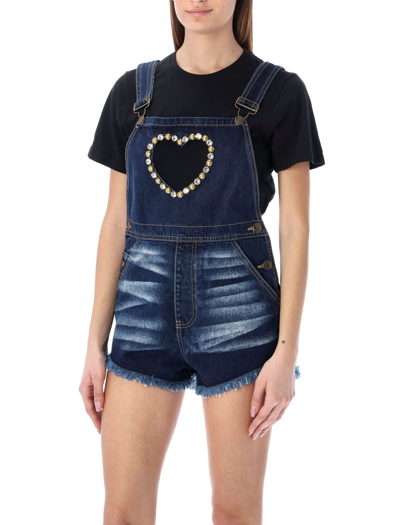 Shop Area Heart Cutout Overall In Indigo Washed
