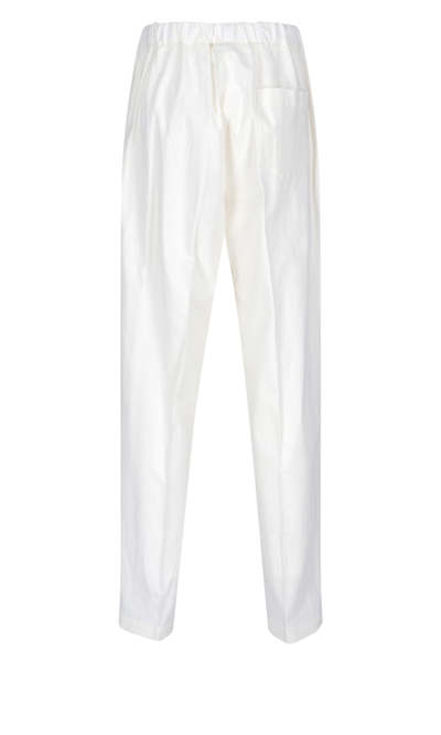 Shop Mm6 Maison Margiela Drawstring Trousers In Bianco