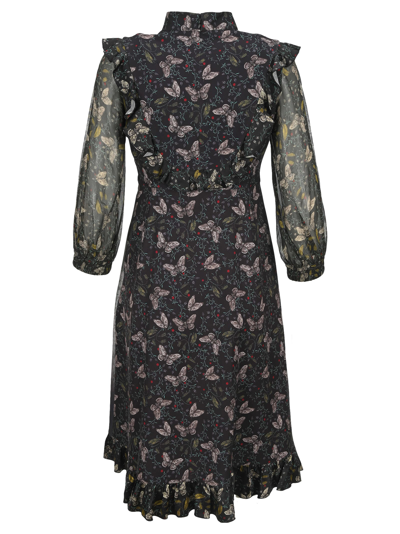 Shop Undercover Frilled Butterfly Print Dress In Black Base