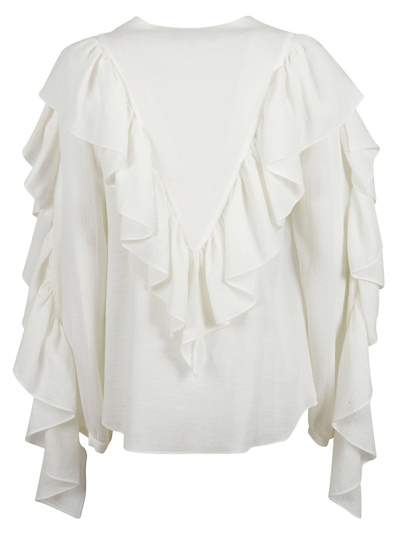 Shop Rochas Ruffle Detail Blouse In Natural