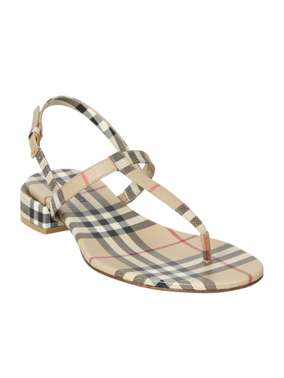 Shop Burberry Vintage Check Thong-strap Sandals In Beige