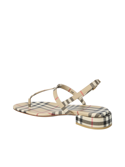 Shop Burberry Vintage Check Thong-strap Sandals In Beige
