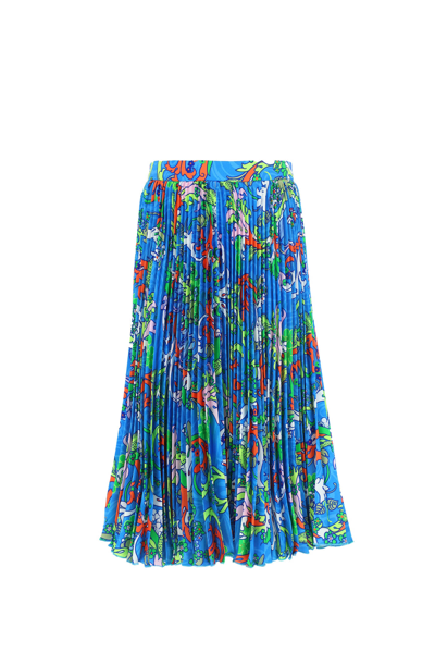 Shop Versace Long Pleated Skirt In Multicolor