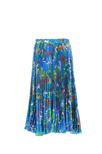 Shop Versace Long Pleated Skirt In Multicolor