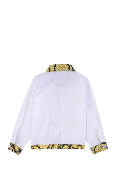 Shop Versace Shirt With Baroque Collar In White