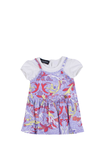 Shop Versace Cotton T-shirt Dress In Multicolor
