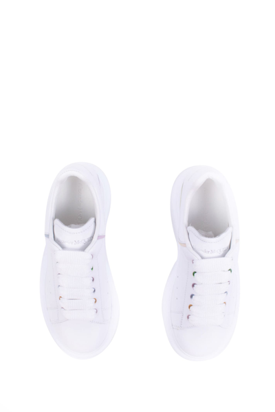 Shop Alexander Mcqueen Leather Sneakers In White