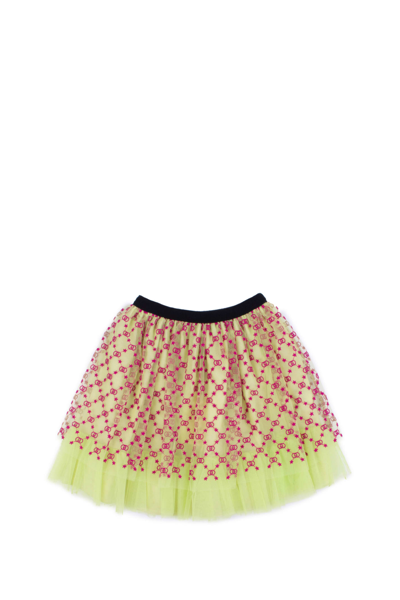 Shop Gucci Tulle Skirt With Gg Stars In Multicolor