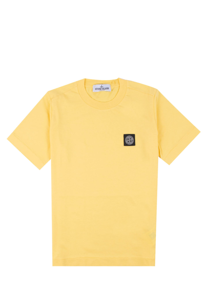 Shop Stone Island Junior Cotton T-shirt In Yellow