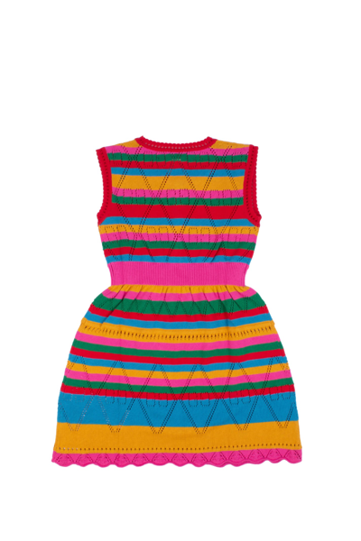 Shop Gucci Striped Gg Cotton Knit Dress In Multicolor