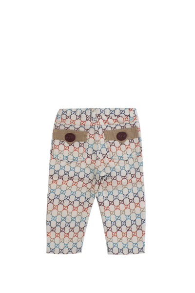 Shop Gucci Gg Cotton Jacquard Trousers In Multicolor