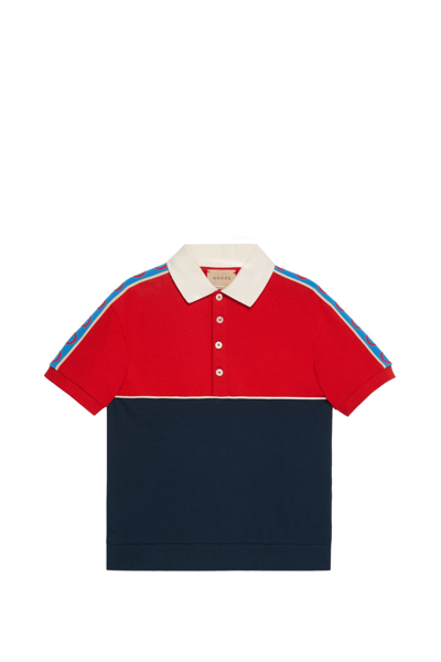 Shop Gucci Gg Stretch Cotton Polo Shirt In Multicolor