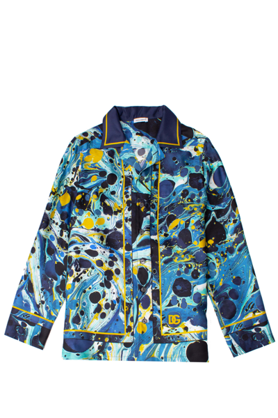 Shop Dolce & Gabbana Marbled Print Silk Shirt In Multicolor