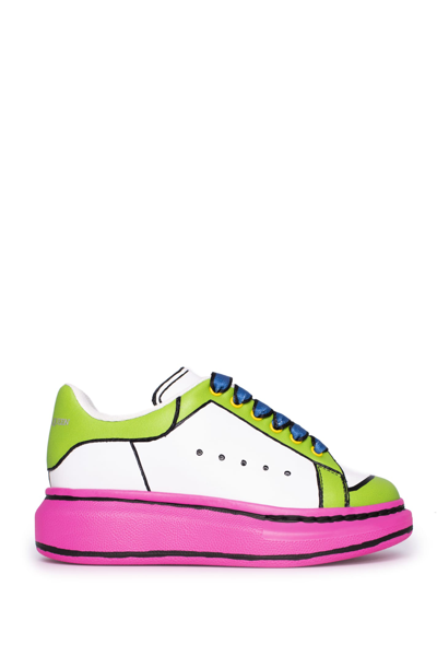 Shop Alexander Mcqueen Leather Sneakers In Multicolor