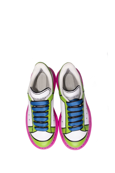 Shop Alexander Mcqueen Leather Sneakers In Multicolor