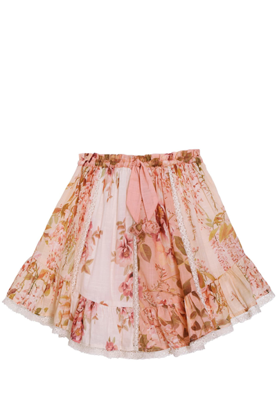 Shop Zimmermann Skirt With Print In Rose
