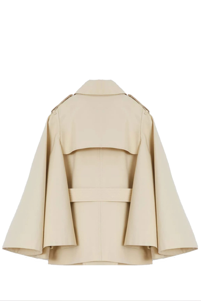 Shop Burberry Cotton Trench Coat With Flared Sleeves In Beige