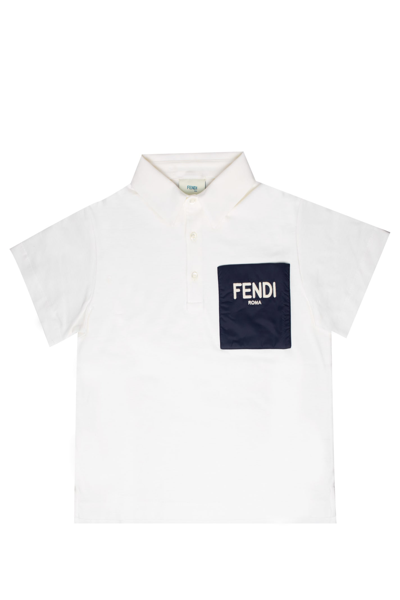 Shop Fendi Cotton Jersey Polo Shirt In White
