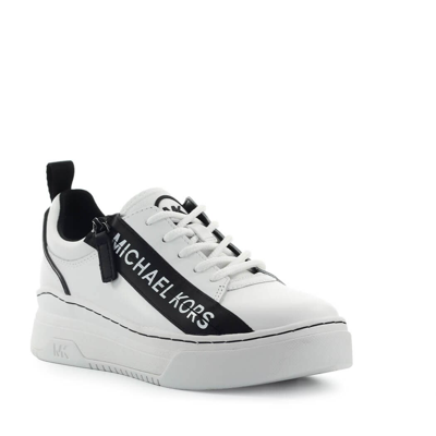 Shop Michael Kors Alex White Black Sneaker In Bianco