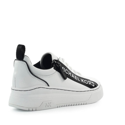 Shop Michael Kors Alex White Black Sneaker In Bianco