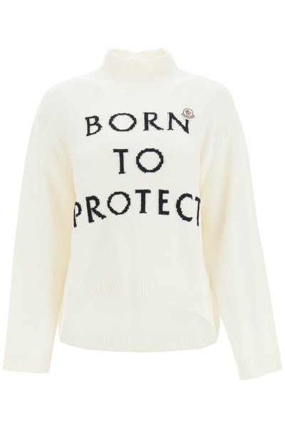 Shop Moncler Born To Protect Born To Protect Intarsia Sweater In Mixed Colours