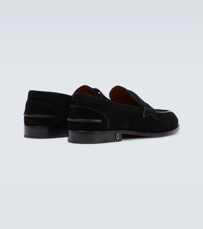 Christian Louboutin No Penny Suede Loafers In Black