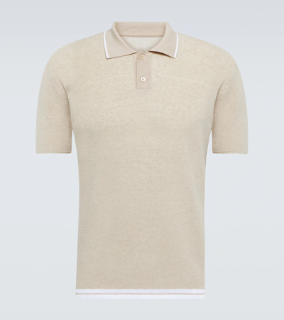 Shop Jacquemus Le Polo Nocio Cotton-blend Polo Shirt In Beige