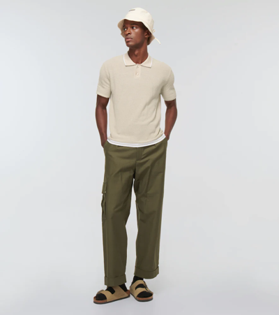 Shop Jacquemus Le Polo Nocio Cotton-blend Polo Shirt In Beige