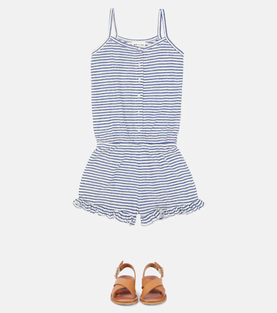 Morley Pomme Striped Playsuit In Bleu/white